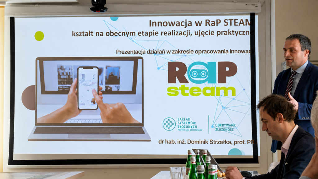 dr hab. inż. Dominik Strzałka, prof. PRz prezentujący działania w zakresie opracowania innowacji RaP STEAM